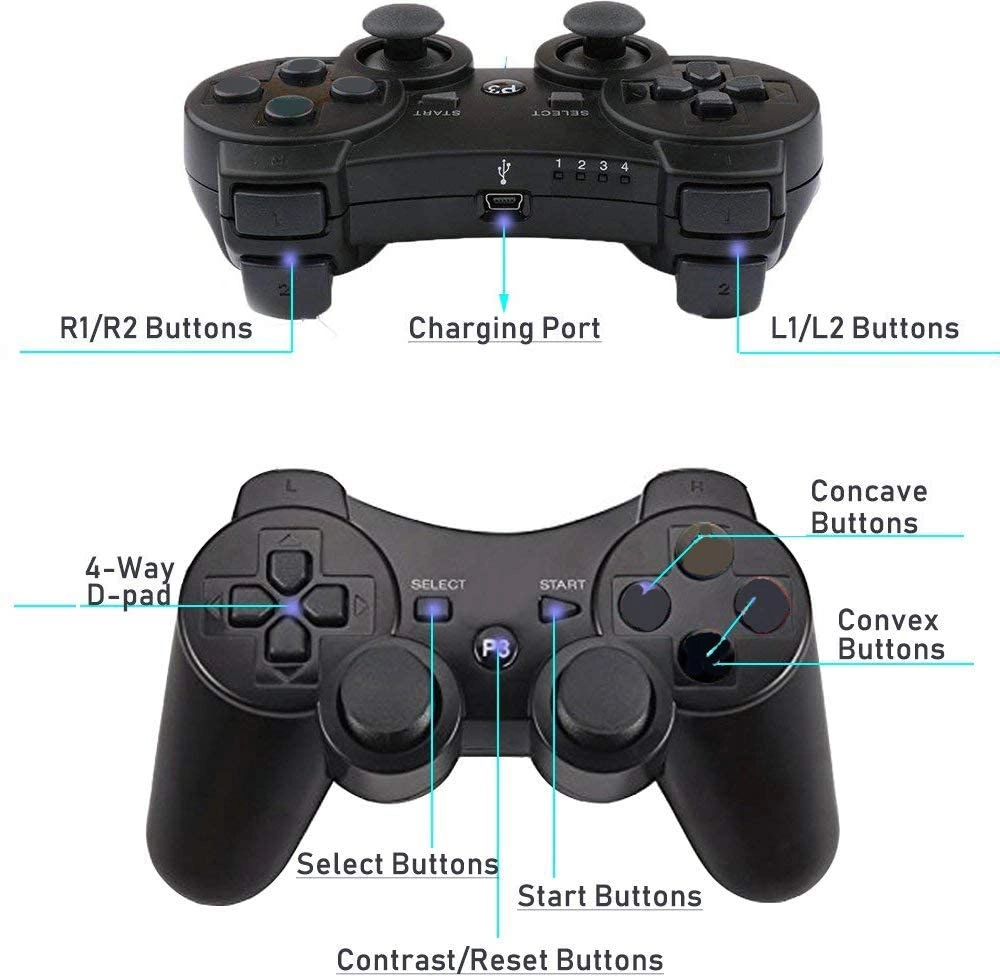 Byit 2021 Amazon Hot Wireless Bluetooth Gamepad for Playstation 3 Joystick Gamepad Game Controller PS3 Joystick with Shock