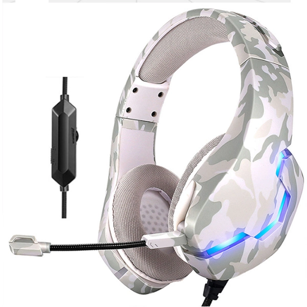 Camouflage Gaming Headset for PS4 PC Mobile Games with Microphone Steel Headband LED Gaming Headphone