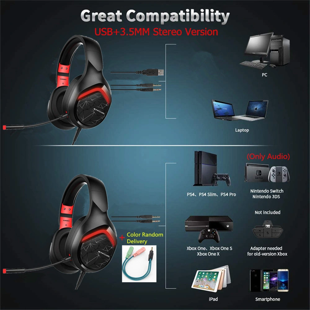 New Arrival Somic 3.5mm PS4 Gaming Music Headset with Cool LED Microphone for Phone PC