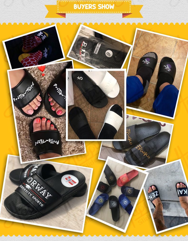 Happyslides Designer Sandals Custom Slides, Custom Logo Black Slides Sandal Men, Custom Printed Slippers Slides Footwear