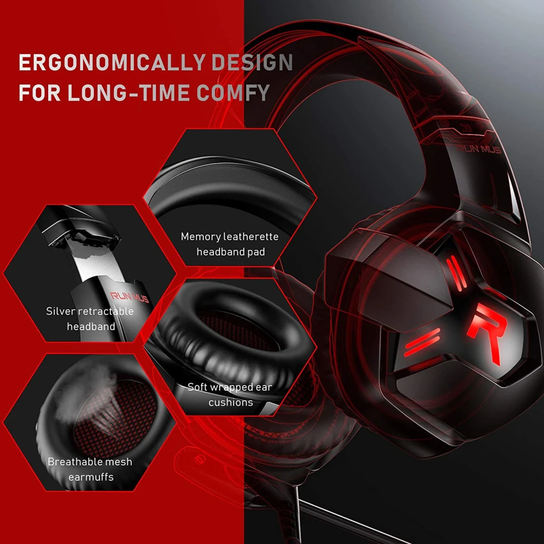 Gaming Headset xBox One Headset PS4 Headset with 7.1 Surround Sound Noise Cancelling Mic & LED Light