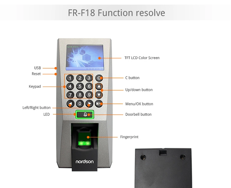 Hot Sale Zkteco Biometric Access Control Reader F8 Fingerprint Access Control