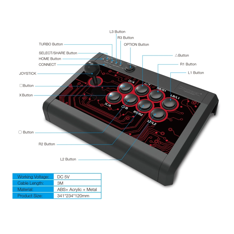 7 in 1 Arcade Fighting Stick for PS4 PS3 xBox One xBox 360 PC Android