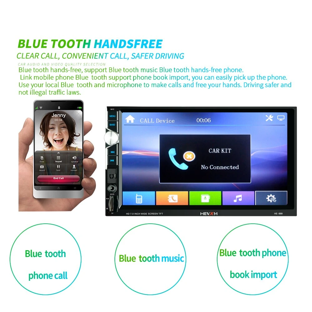 2 DIN 7 Inch Android Car MP5 Player Bluetooth Android Video Touch HD Screen Stereo video