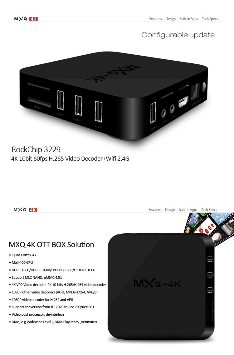Newly Cheapest Allinner H3 RAM 1GB ROM 8GB Android 7.1 Mxq 4K Android TV Box
