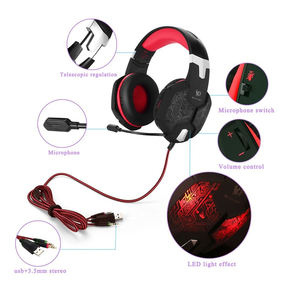 Game Headphone G1000 Game Wired Game Headset for PS4, PC, xBox One Controllers