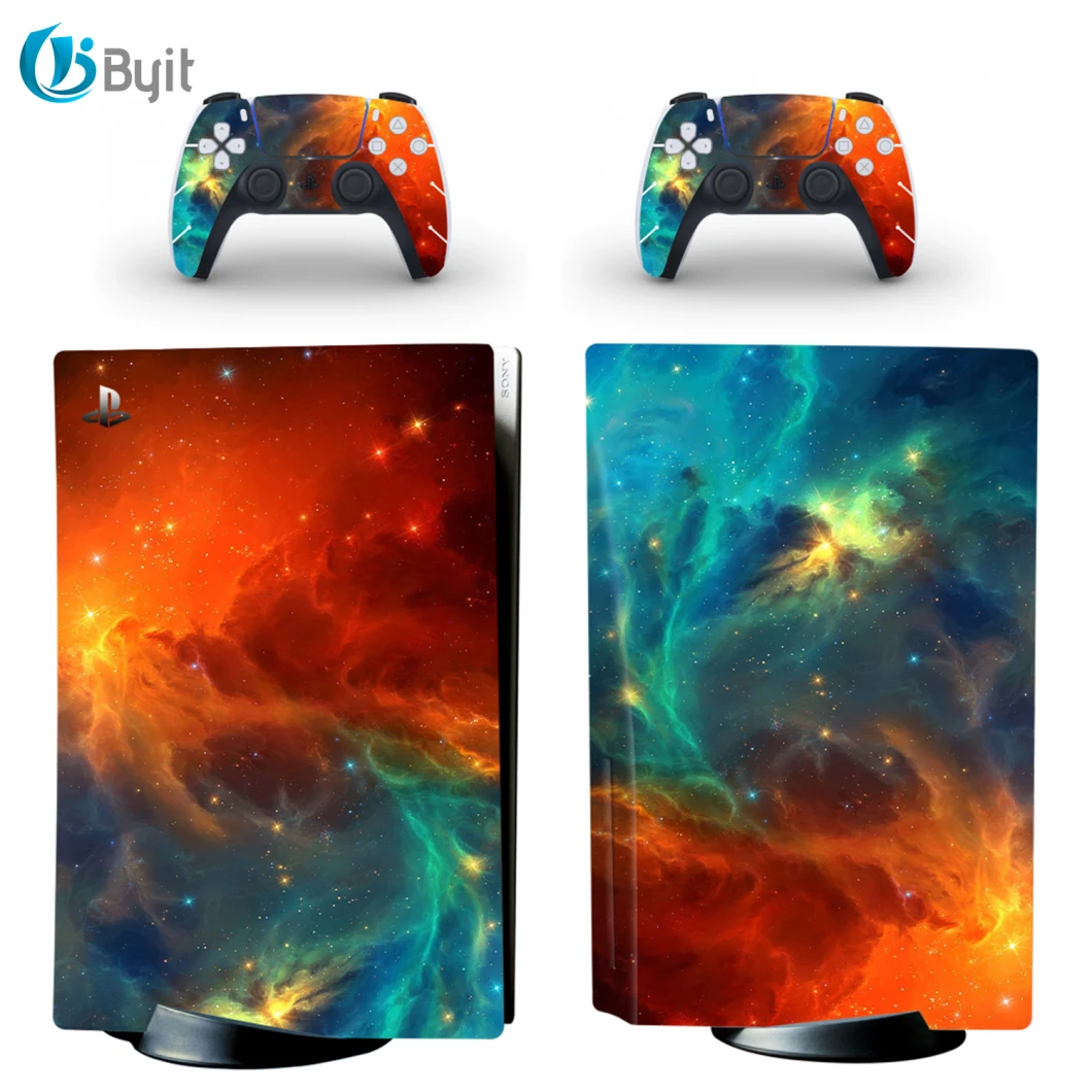 Byit New Style PS5 Vinyl Skin Sticker with 2 Controller Gamepad Skin Sticker