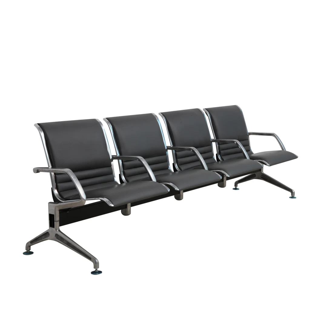 Public Waiting Modern Office Visitor Public Furniture Steel Full Leather Chair