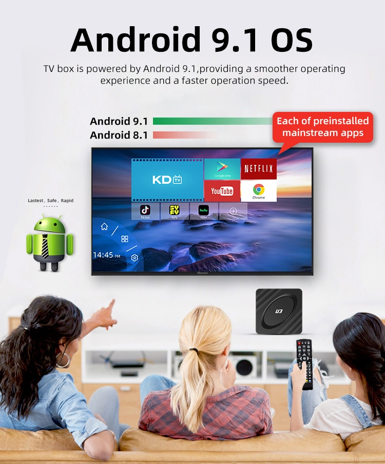 Android New Case TV Box 4K Hdr Rk3228A Android TV Box 9.1 4K Smart TV Box