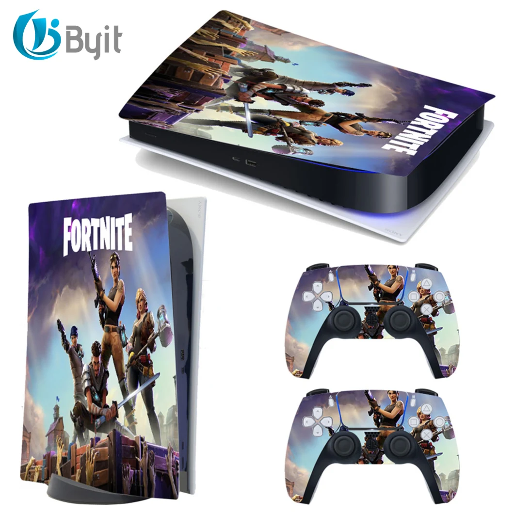 Byit New Style PS5 Vinyl Skin Sticker with 2 Controller Gamepad Skin Sticker