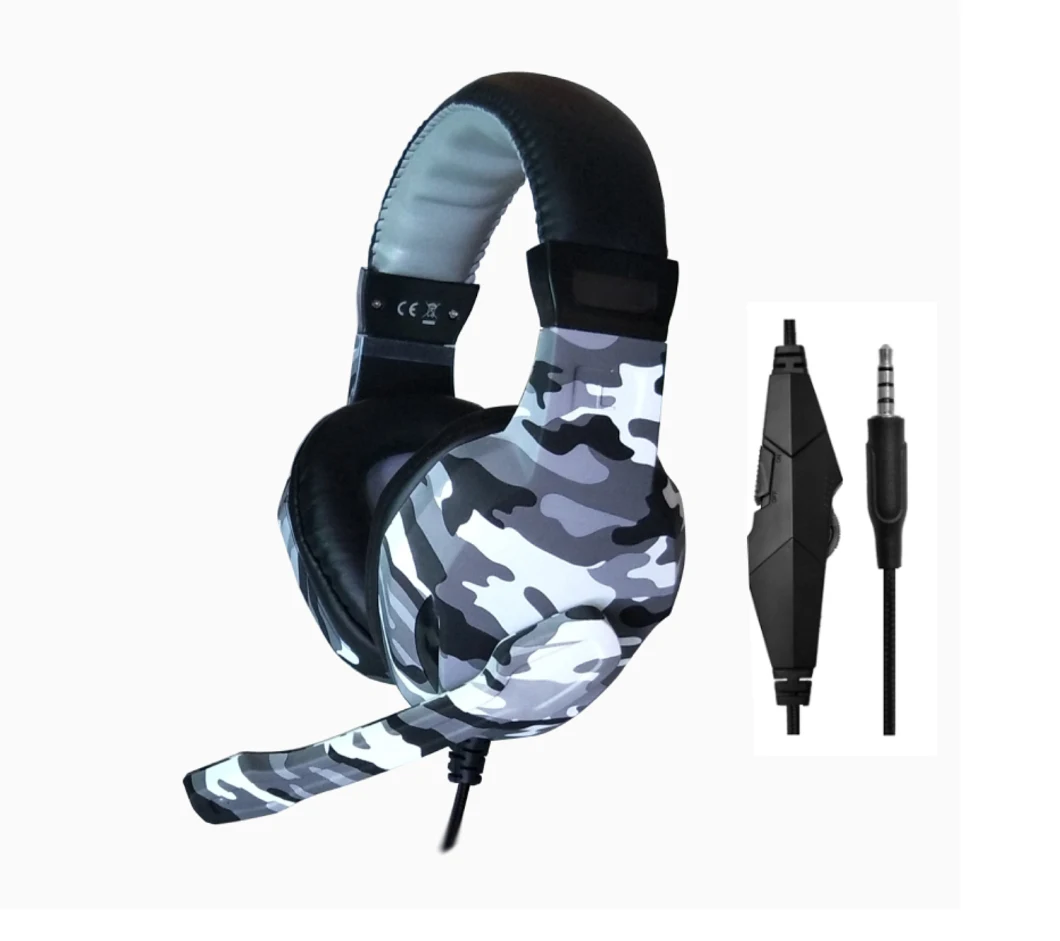 New Style Fashion Camouflage Color PS4 Gaming Headset with Braided Net Cable with Inline Control