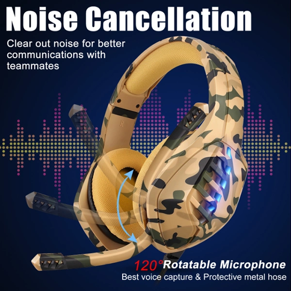2021 Hot Sale Cloth Earpads Camoflage Color PS4 Gaming Headset with Mic