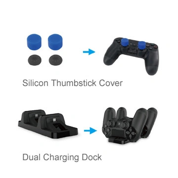 Headphone Game Disc Box Storage Dual Charging Dock Charge Cable Thumbstick for Sony PS4 Dualshock