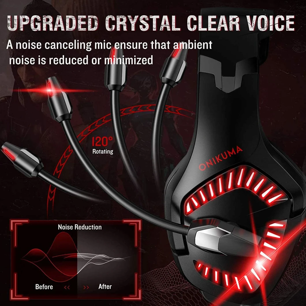 Gaming Headset for PS4 with 7.1 Surround Sound & RGB LED Light, xBox One Headset