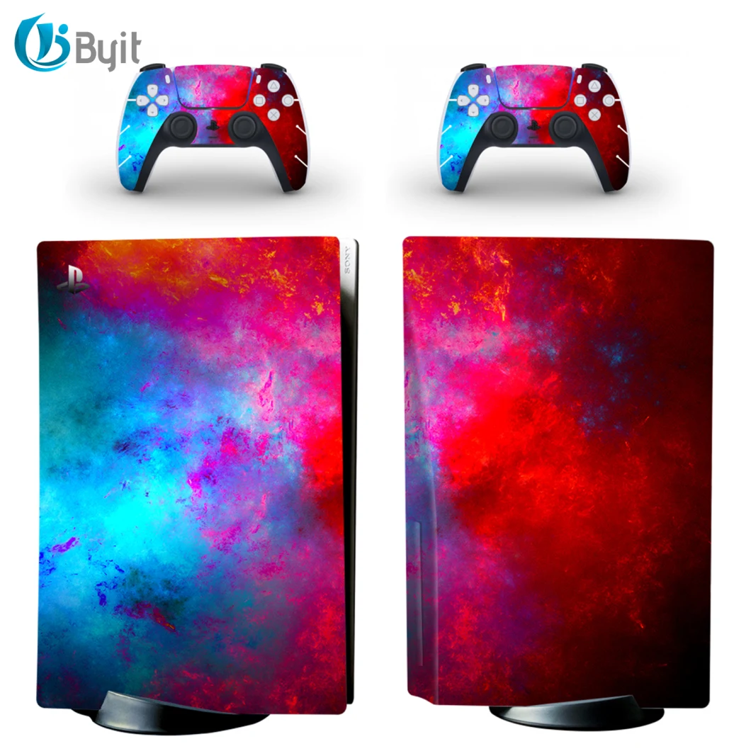 Byit New Style PS5 Vinyl Skin Sticker with 2 Controller Gamepad Skin Sticker
