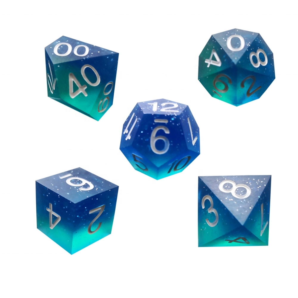 2020 Hot Custom Sharp Edge Resin Colorful Dice Polyhedral Rpg Glossy Dice D4 D6 D8 D10 D12 D00 for Dnd Dungeons and Dragons Game