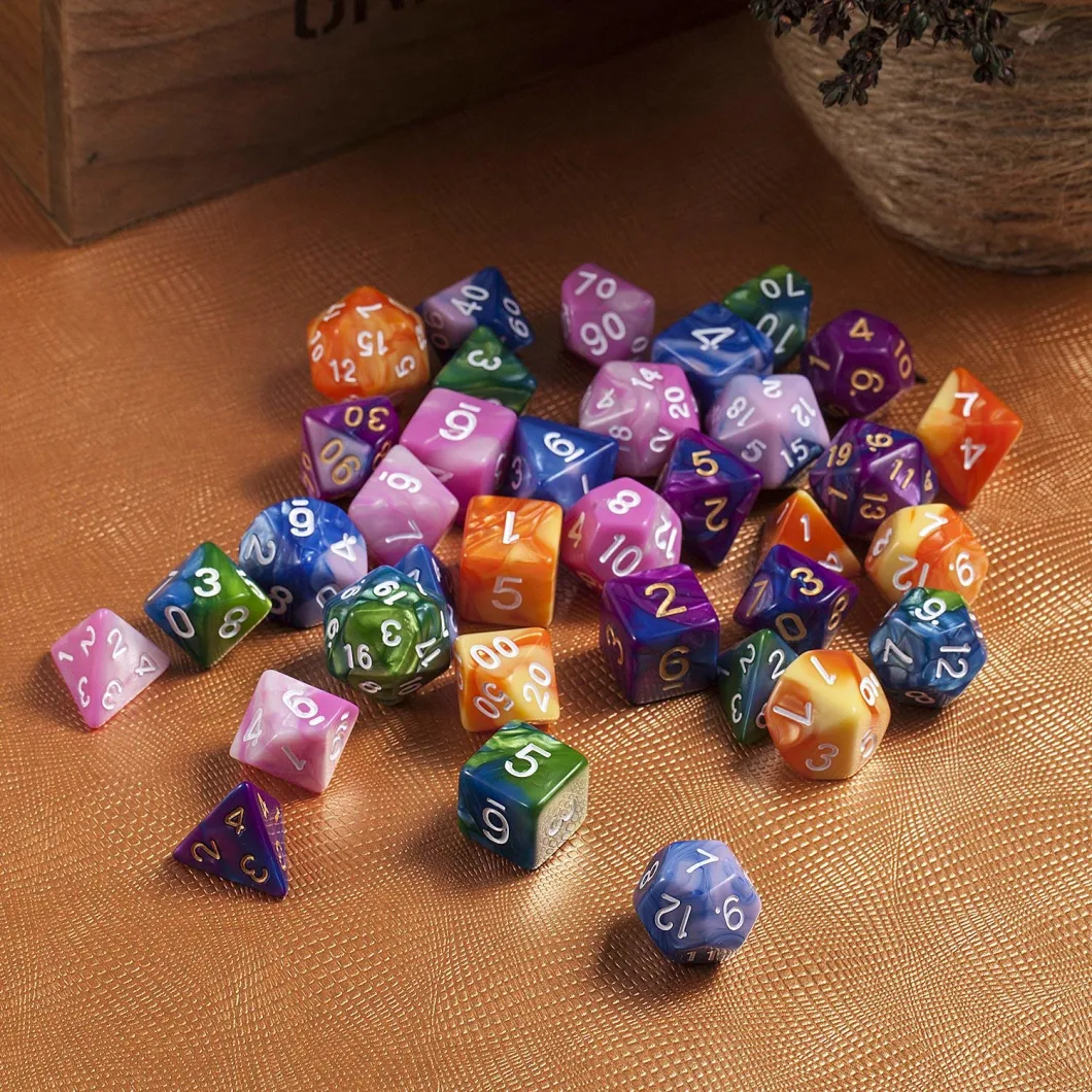 Customized Dice Sets, 5*7PCS Dungeons and Dragons Dice with Free Pouch Pole Playing Games
