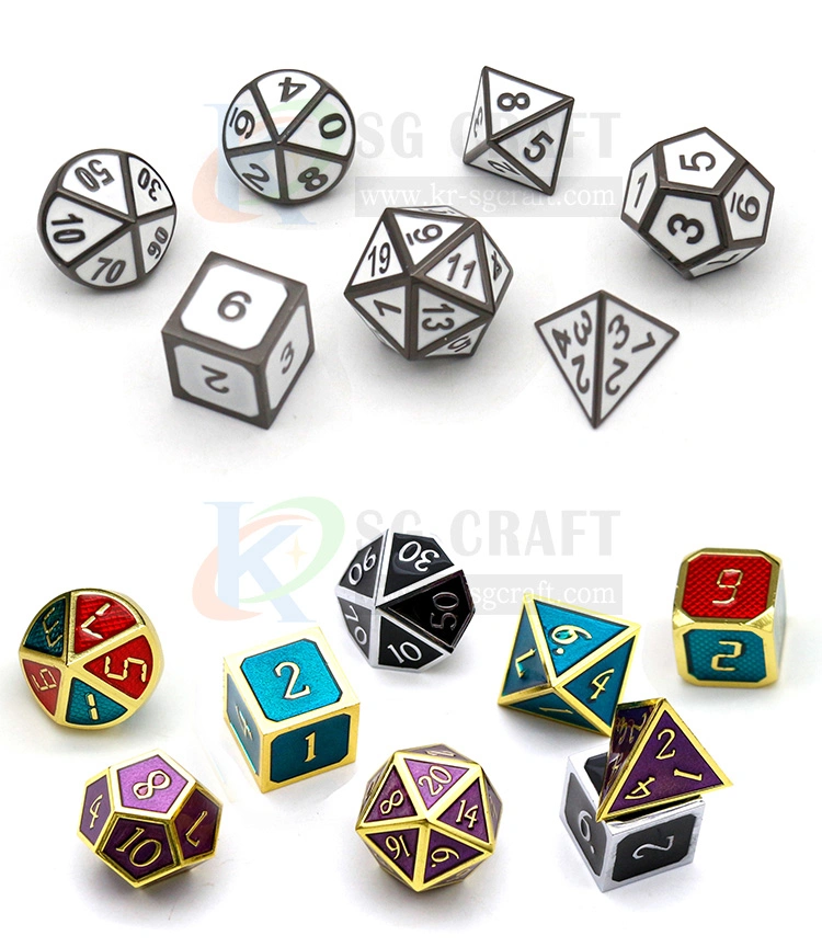 Factory Wholesales New Design Metal Colored Dices Rpg Dnd Polyhedral Shape Custom Dice for Game