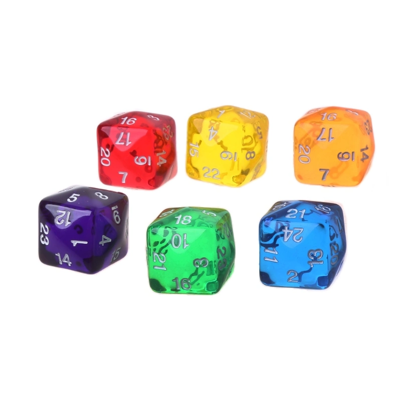 2PCS 24 Sided Digital Dice Transparent Resin Dungeons and Dragon Rpg Game Dice