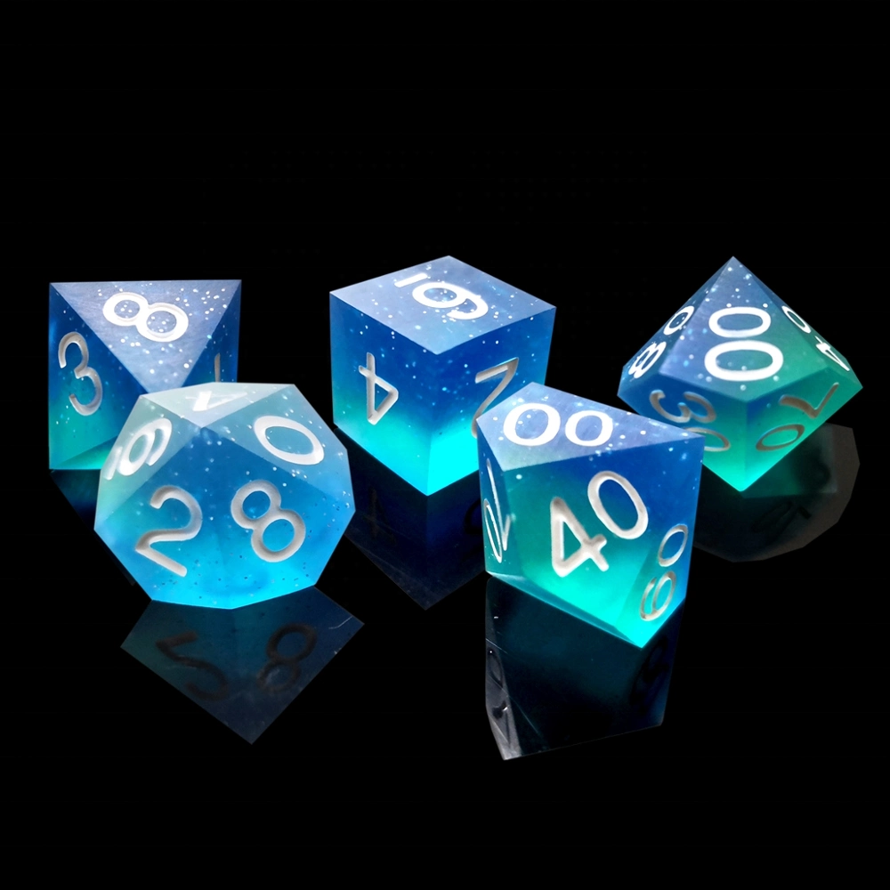 2020 Hot Custom Sharp Edge Resin Colorful Dice Polyhedral Rpg Glossy Dice D4 D6 D8 D10 D12 D00 for Dnd Dungeons and Dragons Game