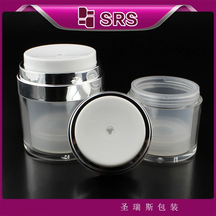 Empty Acrylic Cosmetic Cream Round Plastic 15g 30g 50g Airless Acrylic Jar