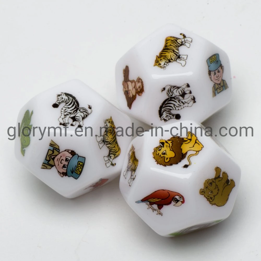 D12 Smooth Acrylic Dice Heat Printing Image at Each Side