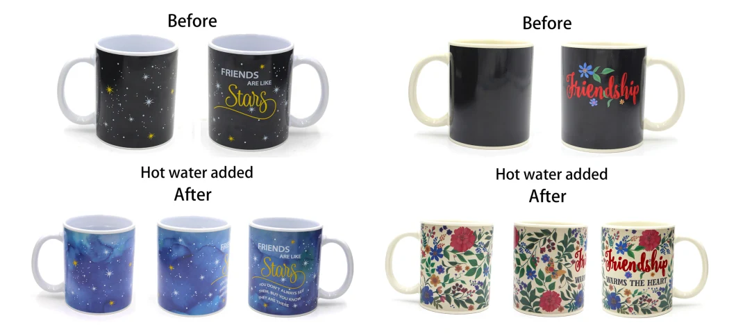 Promotional Black Rainbow Magic Color Change Mug in Personalized Heat Sensitive Printing