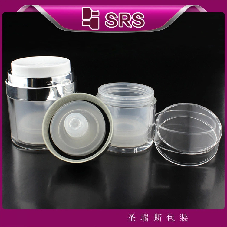 Empty Acrylic Cosmetic Cream Round Plastic 15g 30g 50g Airless Acrylic Jar