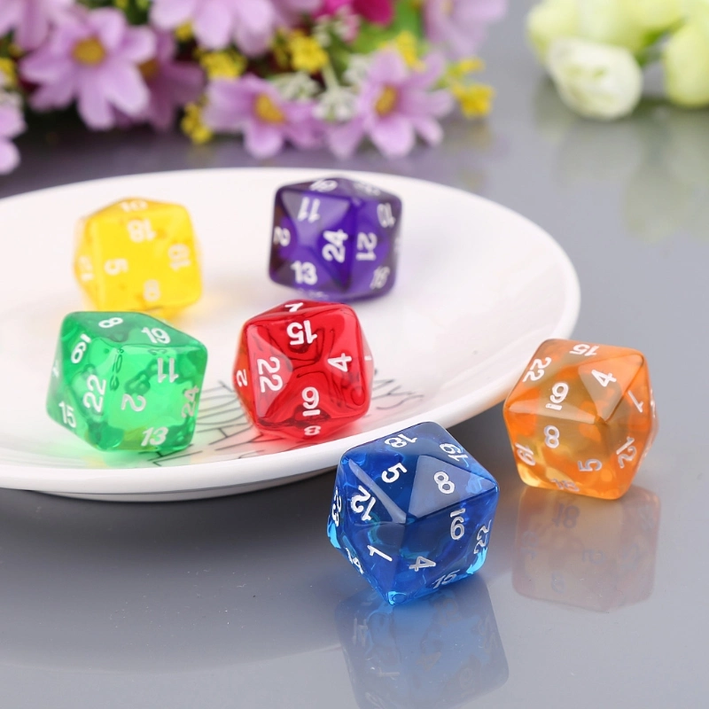 2PCS 24 Sided Digital Dice Transparent Resin Dungeons and Dragon Rpg Game Dice