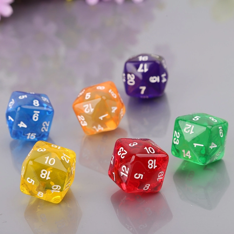 2PCS 24 Sided Digital Dice Transparent Resin Dungeons and Dragon Rpg Game Dice