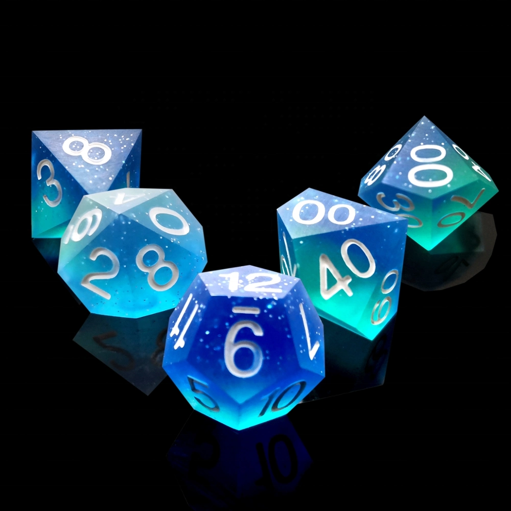 2020 Hot Custom Sharp Edge Resin Colorful Dice Polyhedral Rpg Glossy Dice D4 D6 D8 D10 D12 D00 for Dnd Dungeons and Dragons Game