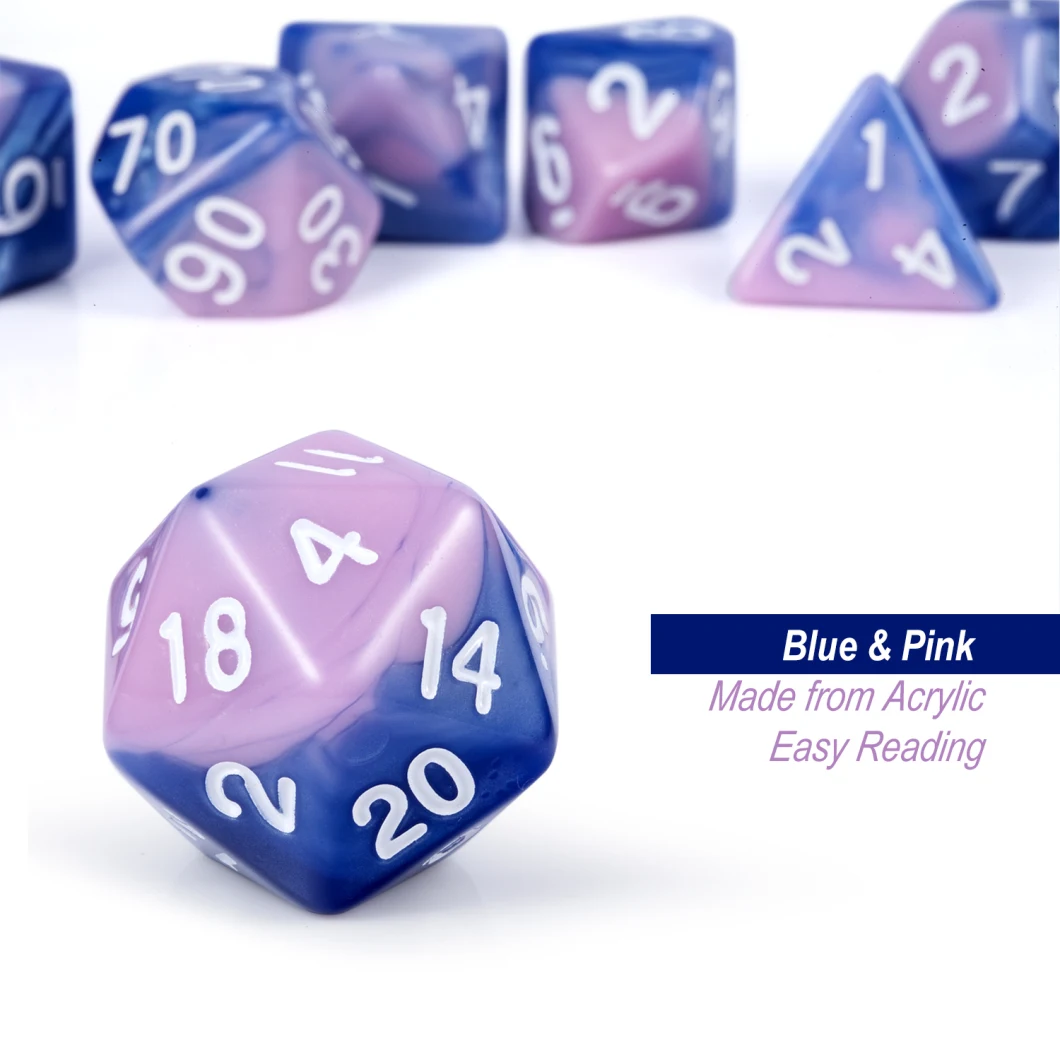 Blue Acrylic Gaming Dice Set, 7 Dies Dice