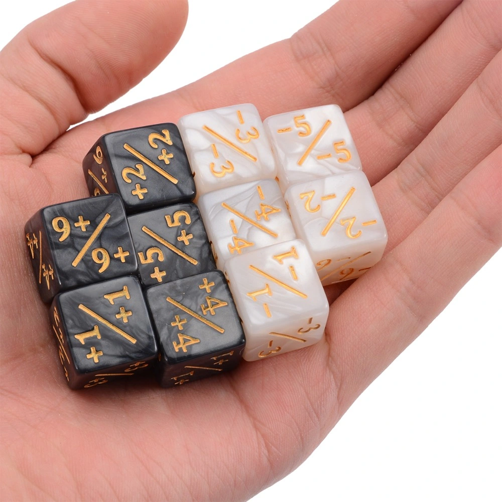 10PCS/Set Six-Sided Counters +1/+1 Dice White Black Party Home Kids Toy Dice