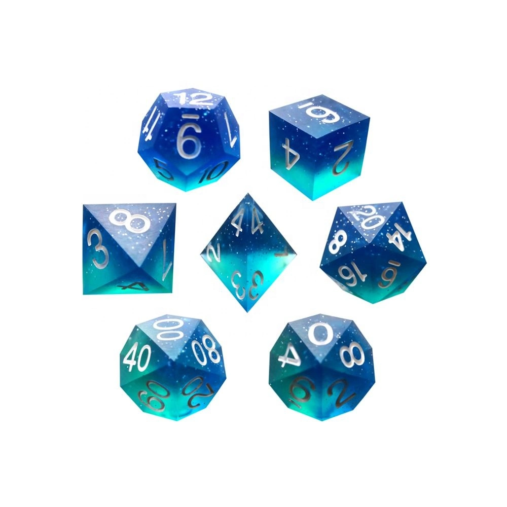 2020 Hot Custom Sharp Edge Resin Colorful Dice Polyhedral Rpg Glossy Dice D4 D6 D8 D10 D12 D00 for Dnd Dungeons and Dragons Game