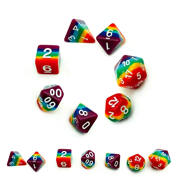 Rock Polyhedral Rainbow Dice Sets, Dice Set for Dungeons and Dragons