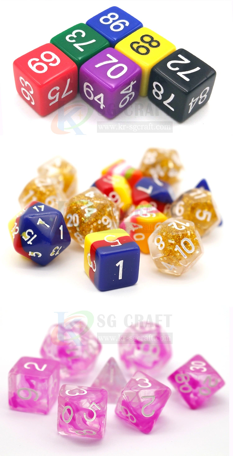 New Resin Multi-Faceted Rainbow Dice 1-7 Layer Color Used in Dnd Games Playing Dice