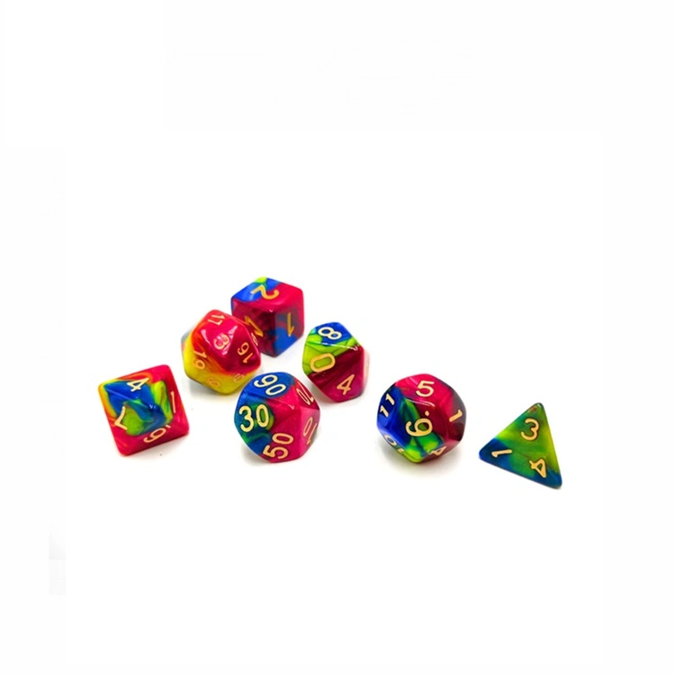 7 PCS Dice New Design Colored Custom Metal Gambling Polyhedral Dice Set for Wholesale