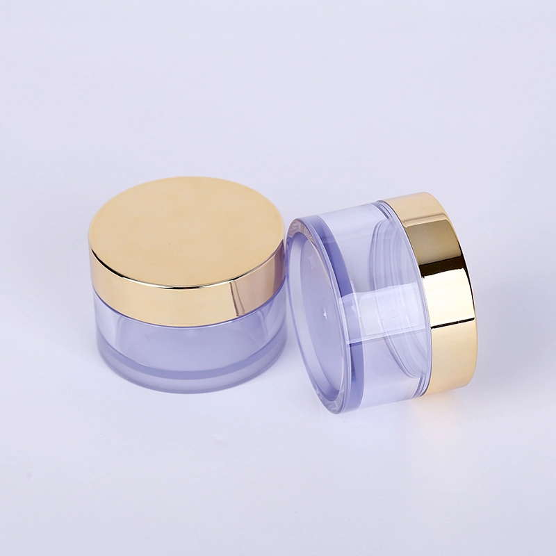 Custom Luxury Translucent Plastic Acrylic Round Cosmetic Cream Packaging Clear Jar with Glod Plating Cap Manufacturer