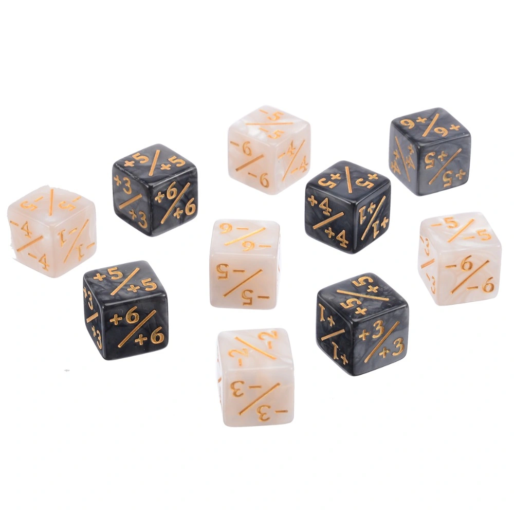 10PCS/Set Six-Sided Counters +1/+1 Dice White Black Party Home Kids Toy Dice