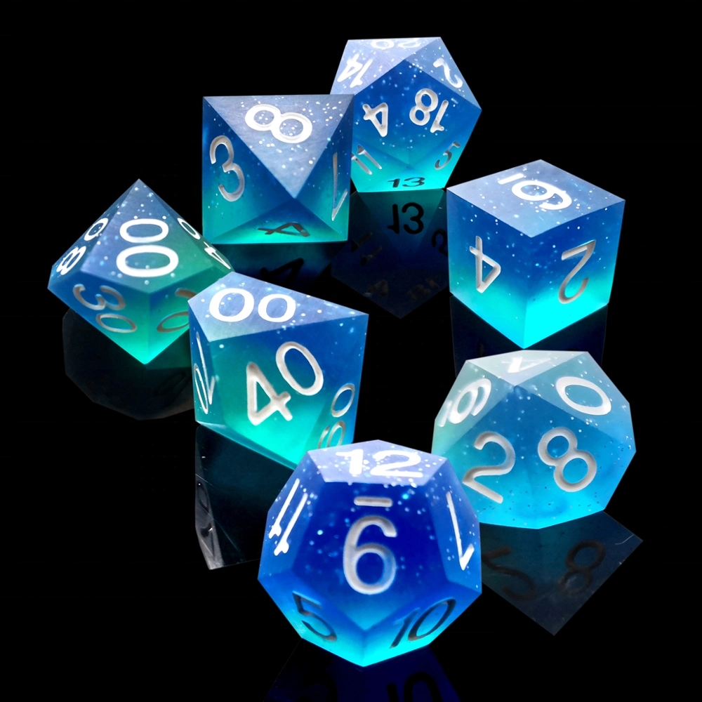 2020 Hot Custom Sharp Edge Resin Colorful Dice Polyhedral Rpg Glossy Dice D4 D6 D8 D10 D12 D00 for Dnd Dungeons and Dragons Game