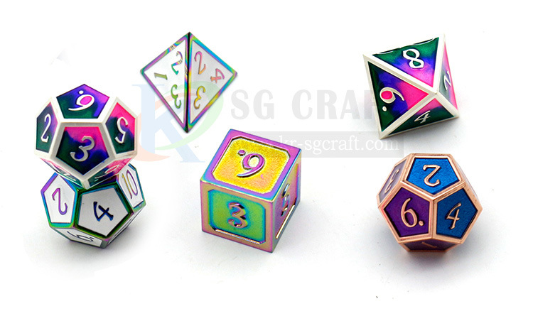 New Stock Wholesales Custom Dice Set Metal Polyhedral Dice Dnd Board Game Dice Set Family Funny Game Number Dice