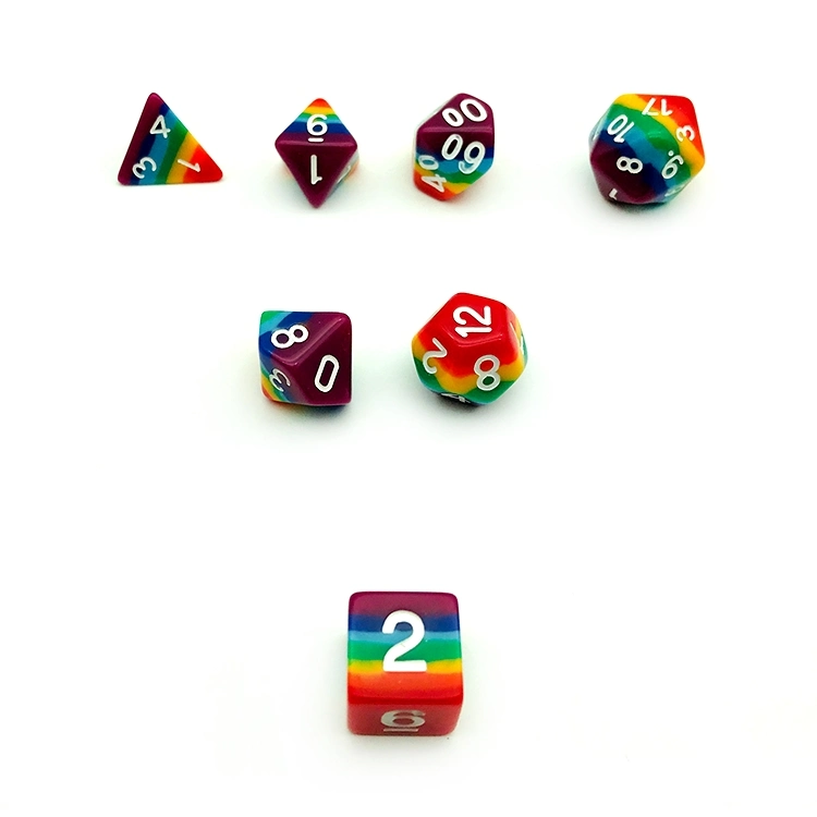 Rock Polyhedral Rainbow Dice Sets, Dice Set for Dungeons and Dragons