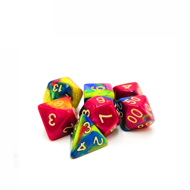 7 PCS Dice New Design Colored Custom Metal Gambling Polyhedral Dice Set for Wholesale