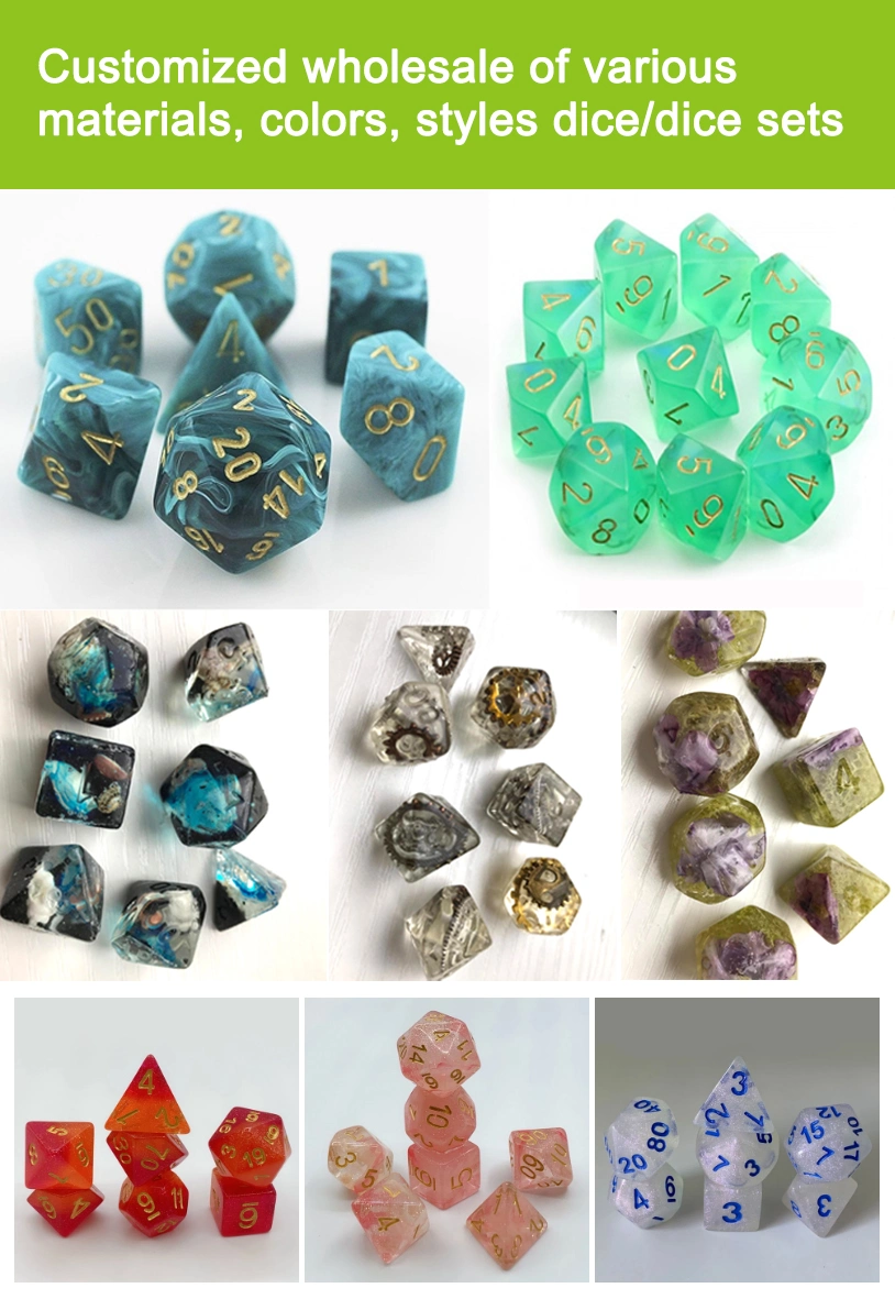 2020 Hot Custom Sharp Edge Resin Colorful Dice Polyhedral Rpg Glossy Dice D4 D6 D8 D10 D12 D00 for Dnd Dungeons and Dragons Game