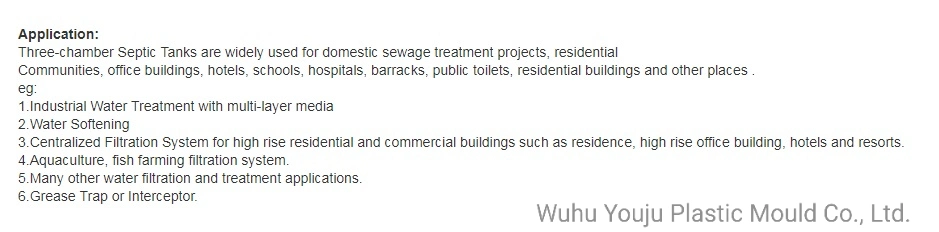 Shuangjian Brand Underground Used Septic Plastic Material Household Biogas Septic Tank for Sewage Treatment