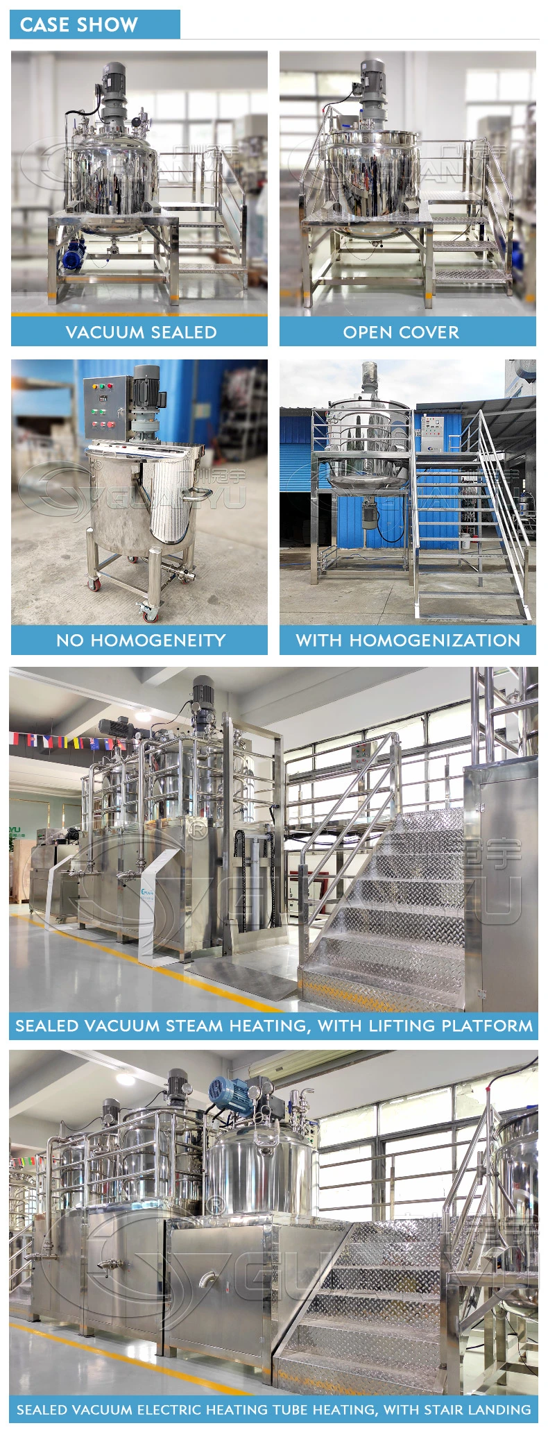 Best Price Liquid Homogenizer Tank Electric Steam Heating Mixer Jacketed Stainless Steel Mixing Tank with Agitator