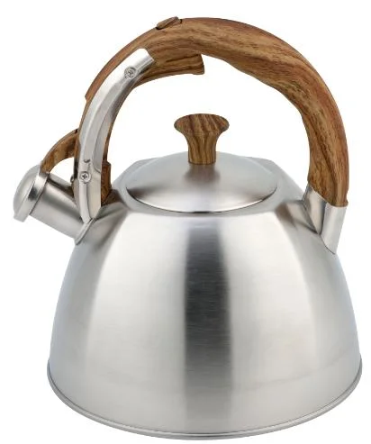 Four Square Whistling Kettle Sanded with Enameled Steel Handle