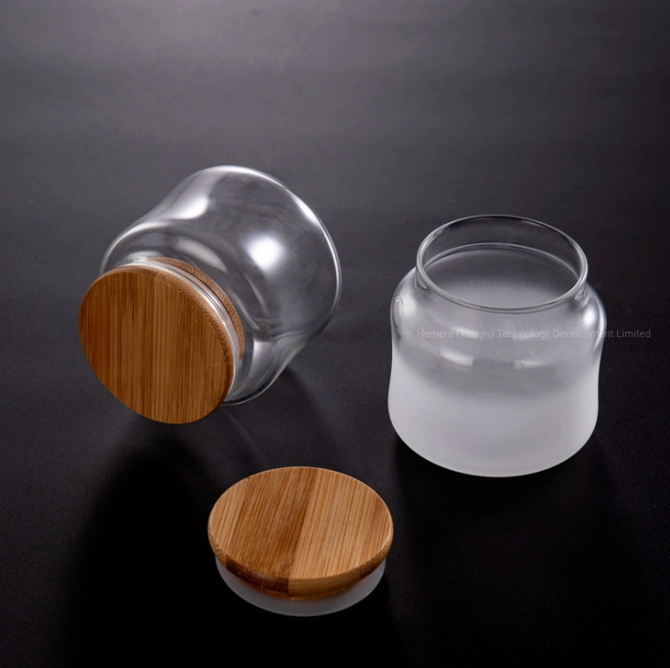 200ml Borosilicate Glass Storage Jar Tank with Bamboo Lid for Kitchen Use