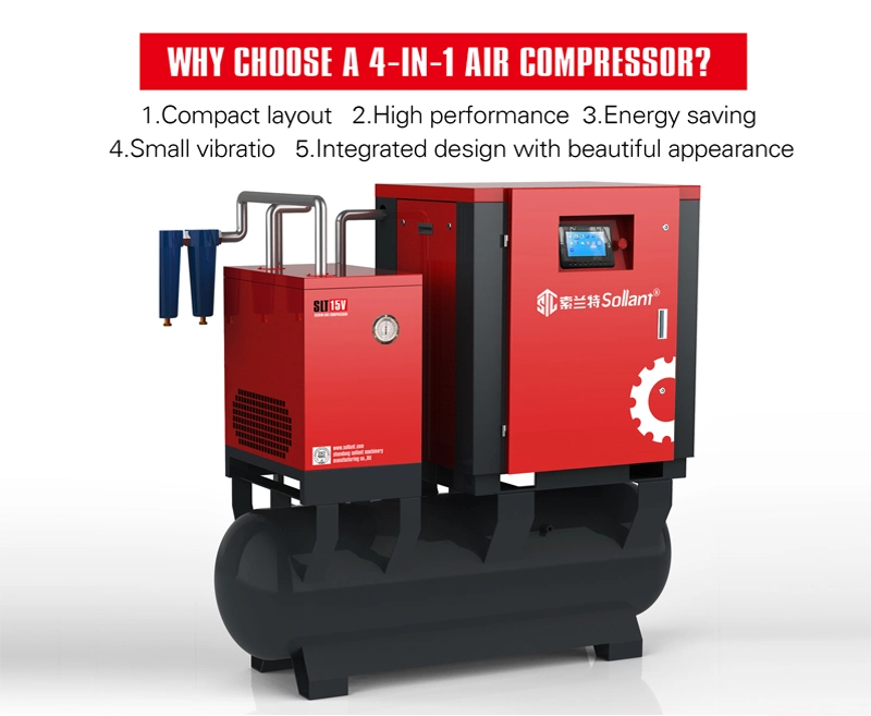 2021 New Design 380V/50Hz 20HP Energy Saving Permanent Magnet Frequency Conversion Integrated Screw Air Compressor