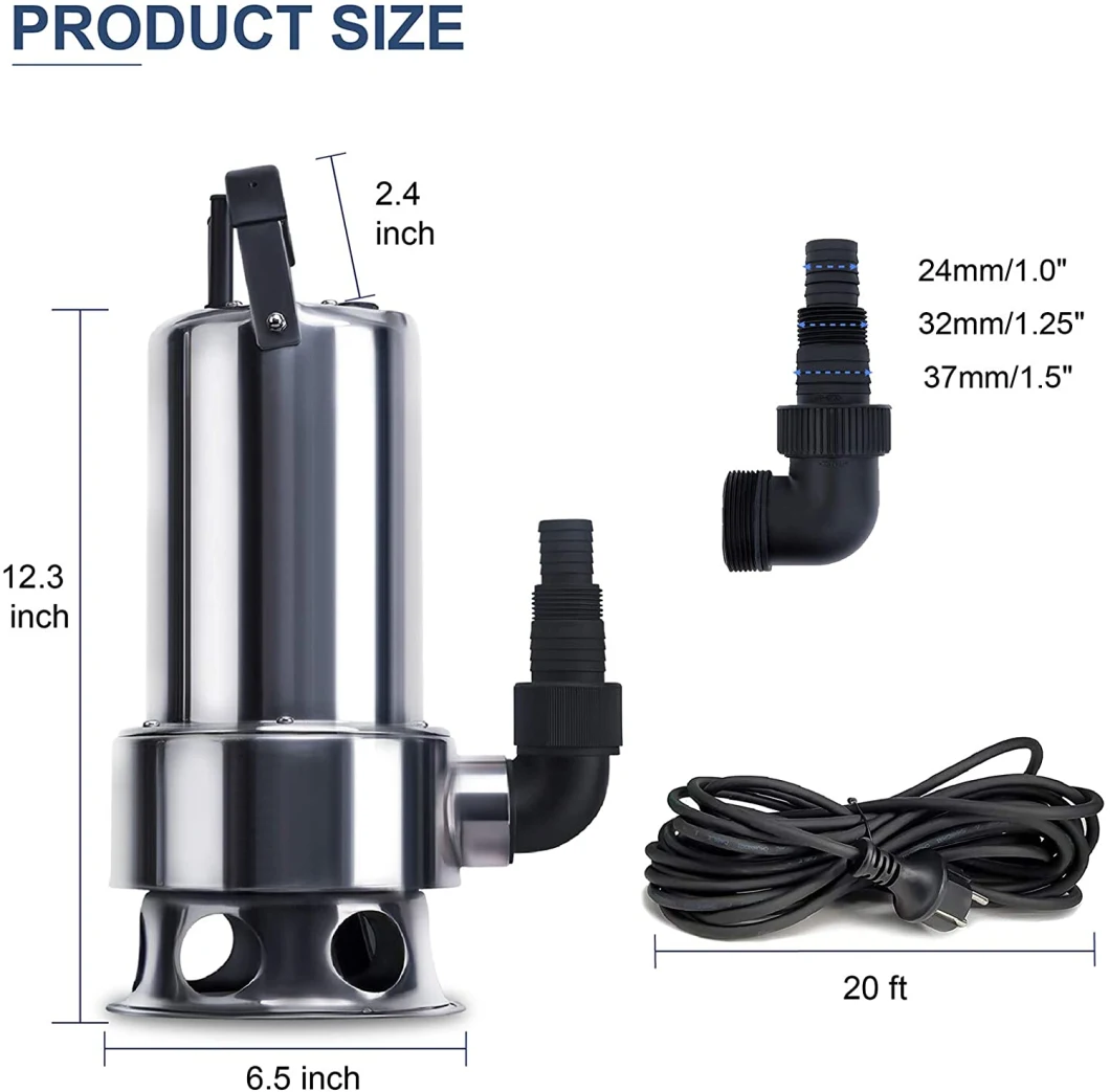 Stainless Steel Inox Sewage Dirty Water Electric Transfer Sump for Transfer Submersible Water Pump